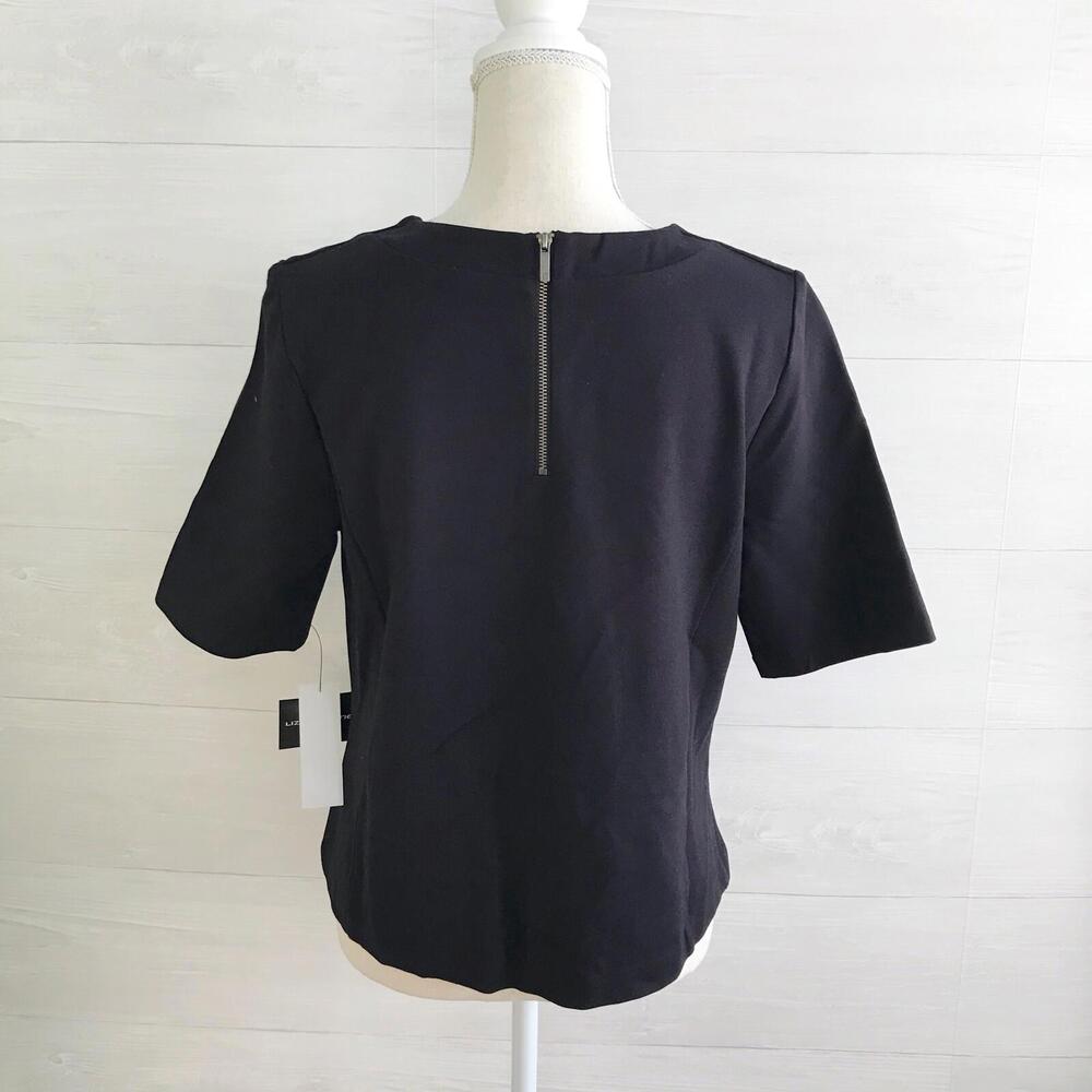 NWT Liz Claiborne Career - Black square cut top faux suede front, M - Picture 4 of 6